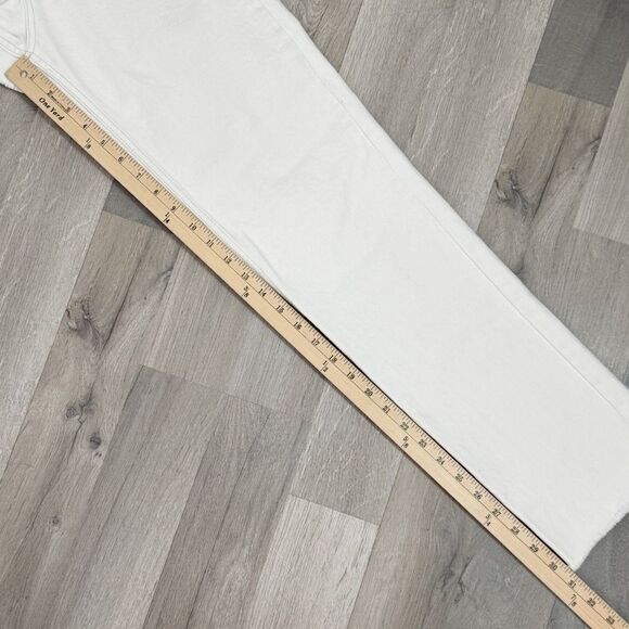 TopShop High Rise Raw Hem Cropped Straight Leg Jeans White Ivory 28 Tall - Picture 14 of 15